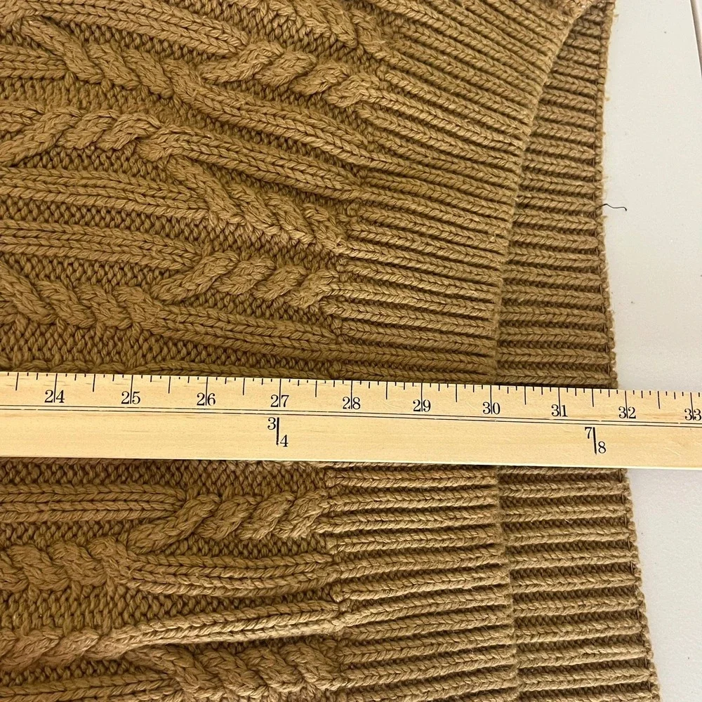 Cabela's Mens 2XL Brown Cable Knit Toggle Fleece Lined Sweater Elbow Patches